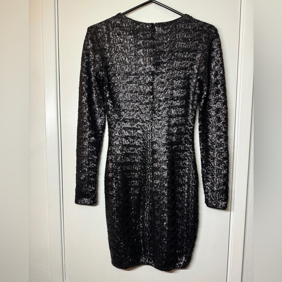 NWT Bailey 44 Heart Of Glass Allover Sequins Black Mini Long Sleeve Dress XS - Picture 10 of 17